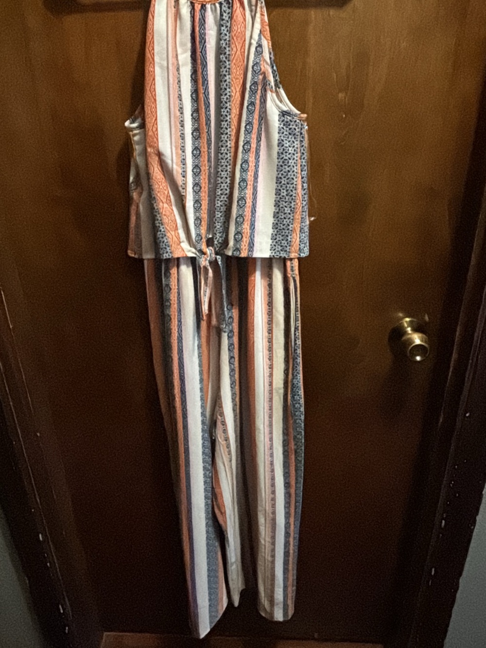 Striped Sleeveless Jumpsuit in Blue & Orange